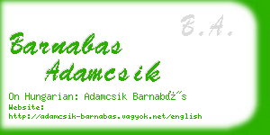 barnabas adamcsik business card